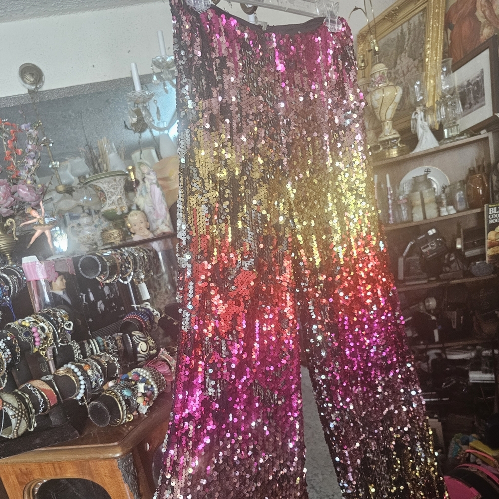 Gold and Pink Sequin Palazzo for Cocktail Nights